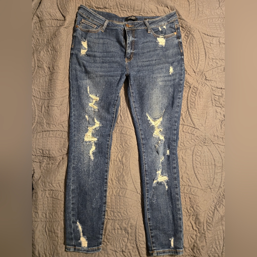 Judy Blue Distressed Blue Skinny Fit Jeans Size 13/31
